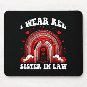 Retro Sister In Law Heart Disease Awareness Rainbo Mouse Pad