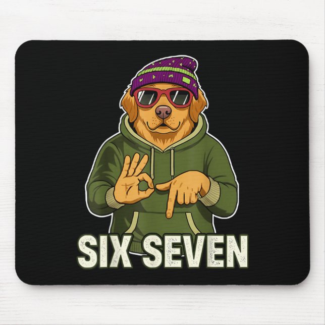 Retro Six Seven Golden Retriever Graphic Gift Men  Mouse Pad (Front)