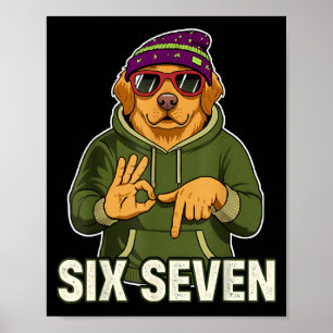Retro Six Seven Golden Retriever Graphic Gift Men Poster