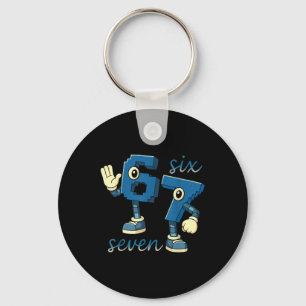 Retro Six Seven Number Meme Brainrot Gift For Men Key Ring