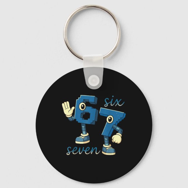 Retro Six Seven Number Meme Brainrot Gift For Men  Key Ring (Front)