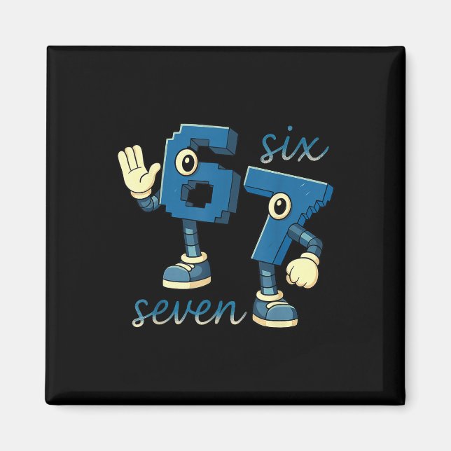 Retro Six Seven Number Meme Brainrot Gift For Men  Magnet (Front)