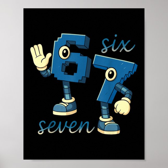Retro Six Seven Number Meme Brainrot Gift For Men  Poster (Front)
