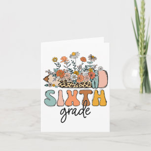 Retro Sixth Grade Teachers Leopard Ck To School St Card