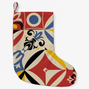 Retro Sixties Azulejos Geometric Pattern Small Christmas Stocking