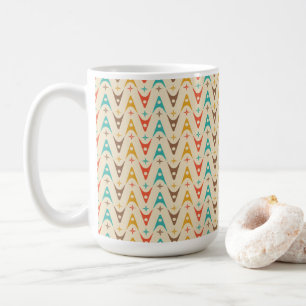 Retro sixties design pattern colourful cafe mug