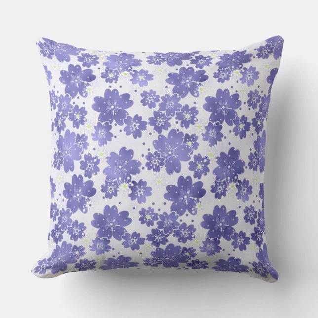 Retro, sixties, floral pattern, flowers, polka dot cushion (Front)
