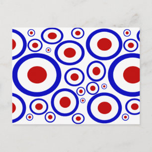 Retro sixties mod target circles postcard
