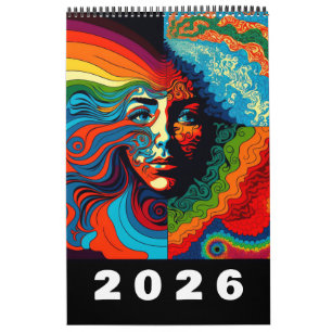 Retro Sixties Psychedelic Art 2026 Calendar