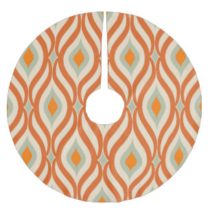 Retro Sixties Style Seamless Pattern Brushed Polyester Tree Skirt