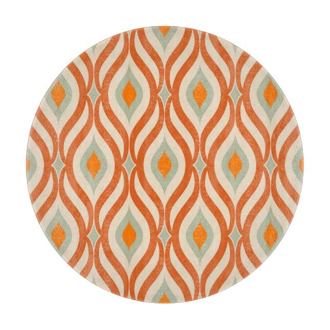 Retro Sixties Style Seamless Pattern Cutting Board (Front)
