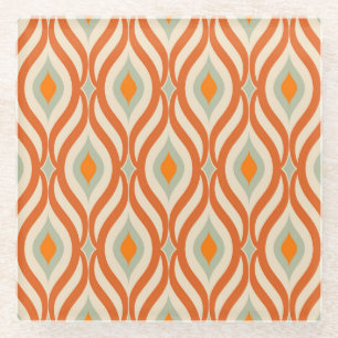 Retro Sixties Style Seamless Pattern Glass Coaster