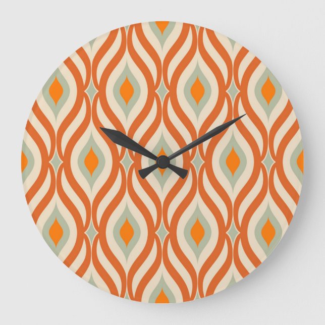Retro Sixties Style Seamless Pattern Large Clock (Front)