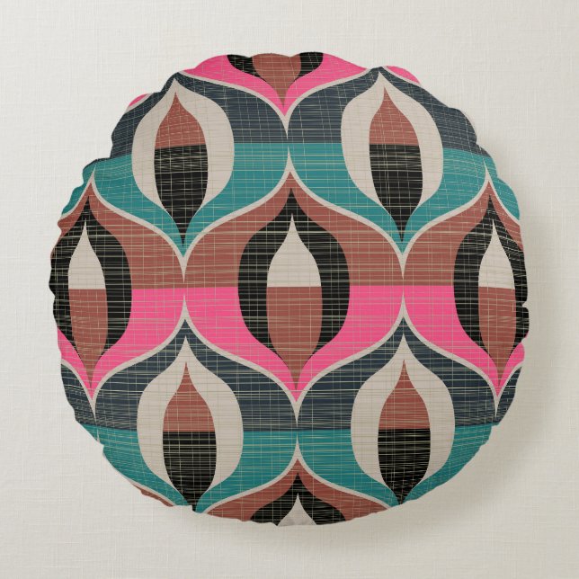 Retro Sixties Style Seamless Pattern Round Cushion (Front)