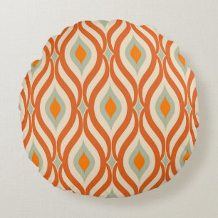 Retro Sixties Style Seamless Pattern Round Cushion