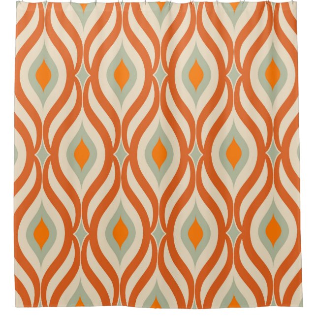 Retro Sixties Style Seamless Pattern Shower Curtain (Front)