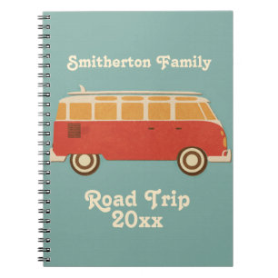 Retro Sixties Van Family Road Trip Vacation Notebook