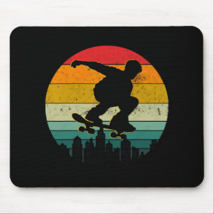 Retro Skate Longboarding Performing Tricks Skating Mouse Pad