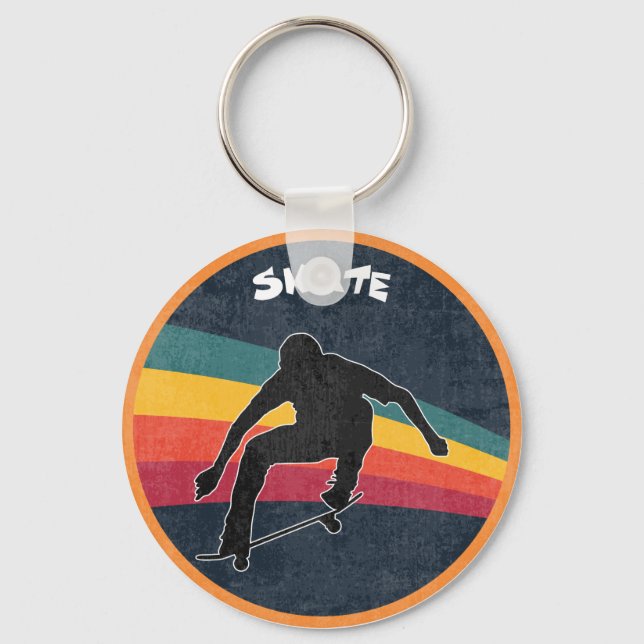 Retro Skate Skater 80s Skateboarder Skateboarding Key Ring (Front)