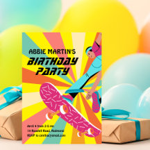 Retro Skateboard Birthday Invitation