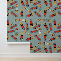 Retro Skateboard Blue Cool Pattern Kids