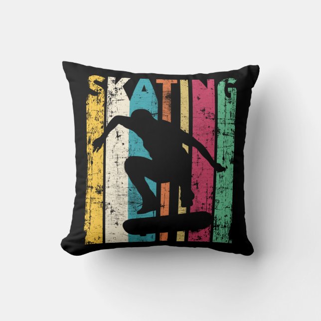 Retro Skateboard Jump Skating Silhouette Cushion (Front)