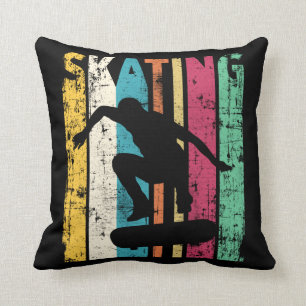 Retro Skateboard Jump Skating Silhouette Cushion