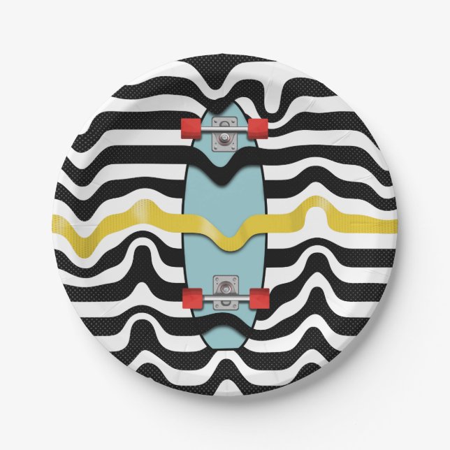 Retro Skateboard Paper Plate (Front)