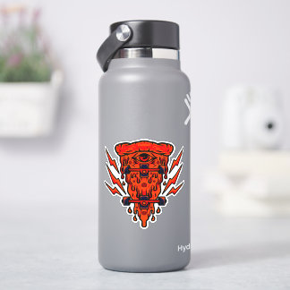 Retro Skateboard Pizza Orange 4" Kiss Cut Vinyl