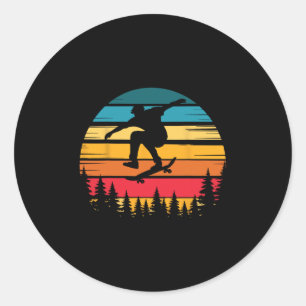 Retro Skateboarder Trick Move Vintage Skater Love Classic Round Sticker
