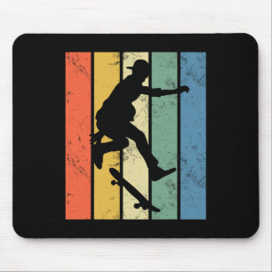 Retro Skateboarding Funny Skating Performing Trick Mouse Pad
