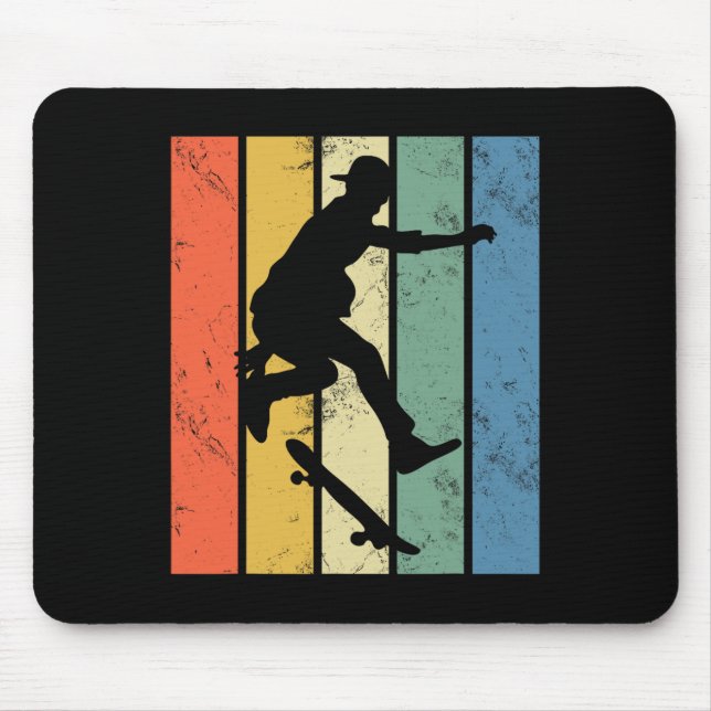 Retro Skateboarding Funny Skating Performing Trick Mouse Pad (Front)
