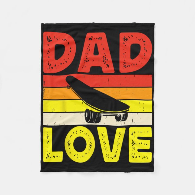 Retro Skateboarding Silhouette Skateboarder Skate  Fleece Blanket (Front)