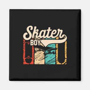 Retro Skater Boy Vintage Skateboarder Skateboard L Magnet