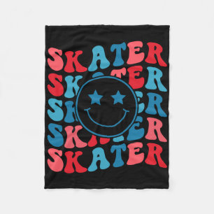 Retro Skater Girl American Skateboarding Lover Pat Fleece Blanket