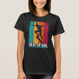 Retro Skater Girl Skateboarder Skateboard Longboar T-Shirt