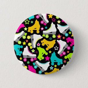 Retro Skates (Black) 6 Cm Round Badge
