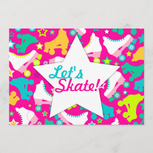 Retro Skates Custom Invitation "Let's Skate!"