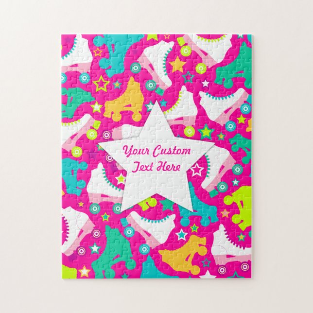 Retro Skates Hot Pink Custom Puzzle (Vertical)