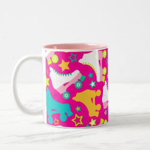 Retro Skates Hot Pink Two-Tone Coffee Mug