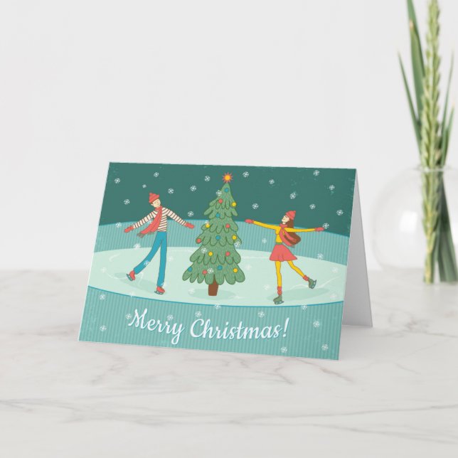 Retro skating holiday card (Front)