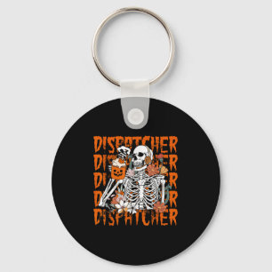 Retro Skeleton 911 Dispatcher Halloween What Your Key Ring