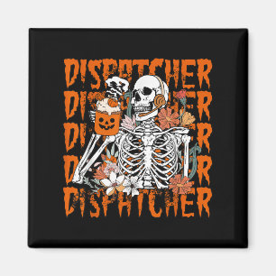 Retro Skeleton 911 Dispatcher Halloween What Your Magnet