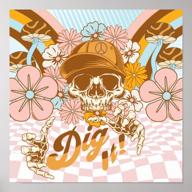 Retro Skeleton Botanical Florals   Poster (Front)