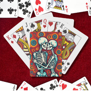 Retro Skeleton Couple Kissing Playing Cards