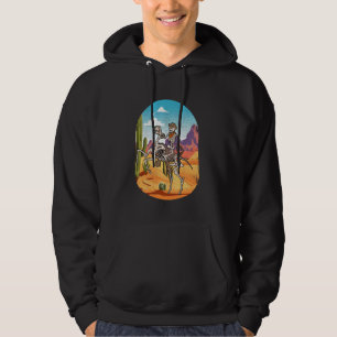 Retro Skeleton Cowboy Riding Horse Western Country Hoodie