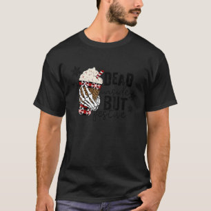 Retro Skeleton Dead Inside But Festive Coffee Chri T-Shirt