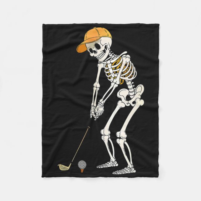 Retro Skeleton Golf Halloween Golfer Golf Player F Fleece Blanket (Front)