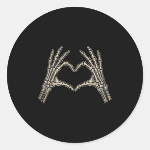 Retro Skeleton Hands Heart Sign Halloween Costume Classic Round Sticker