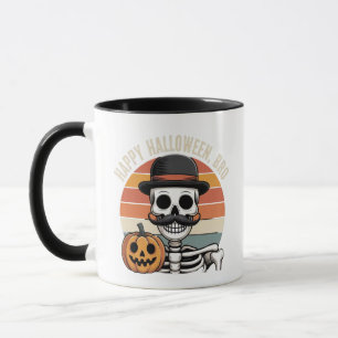 Retro Skeleton Pumpkin Mug